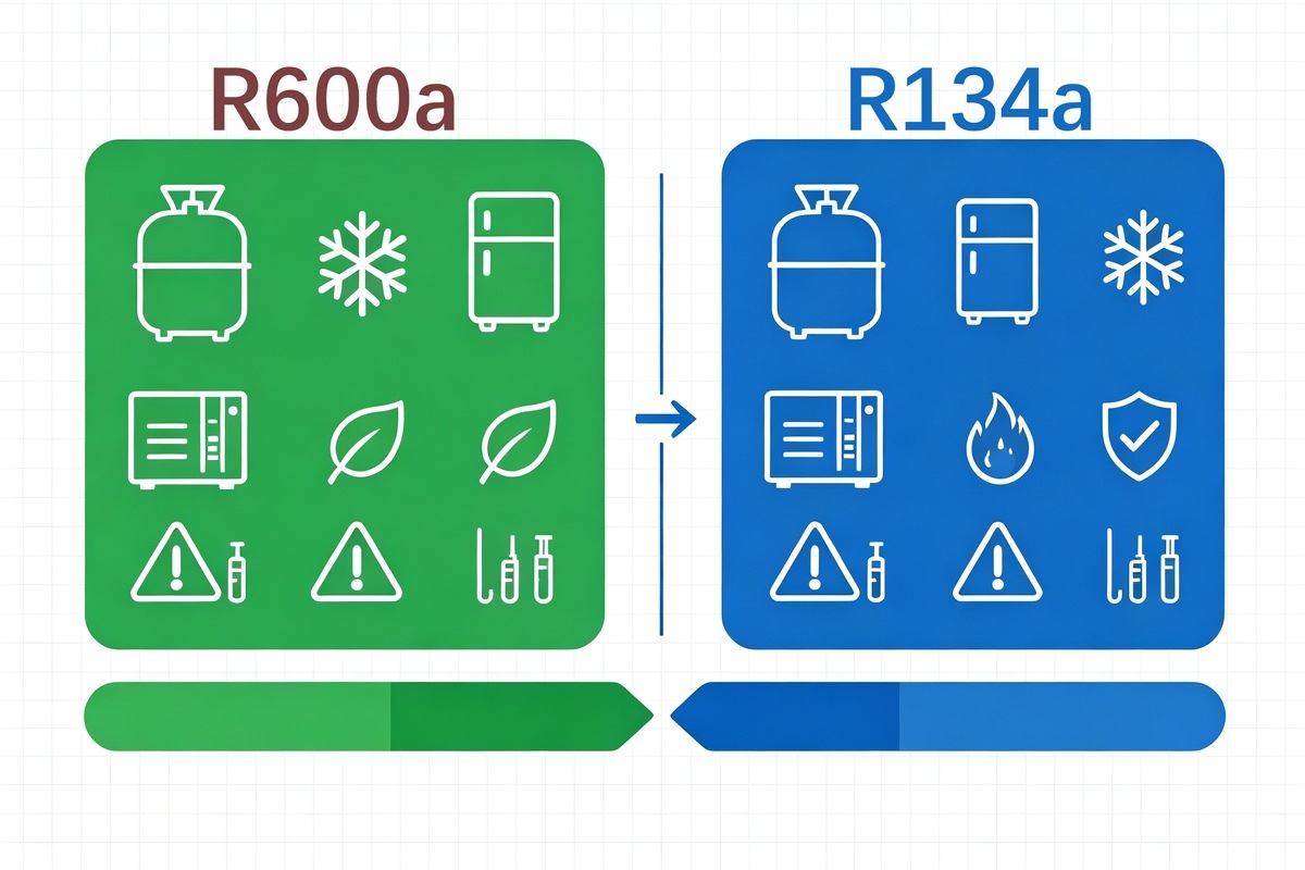 ما هي الاختلافات بين المبردات R600a و R134a؟